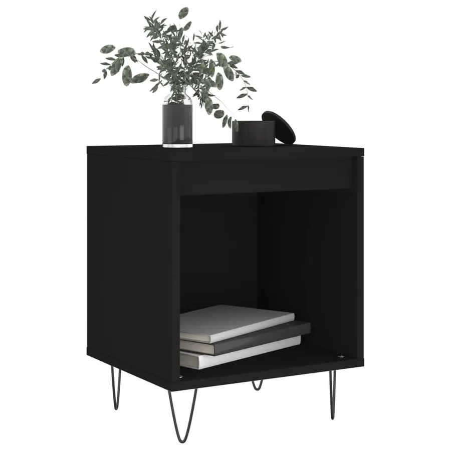 Tables de chevet 2 pcs noir 40x35x50 cm bois d’ingénierie - 3