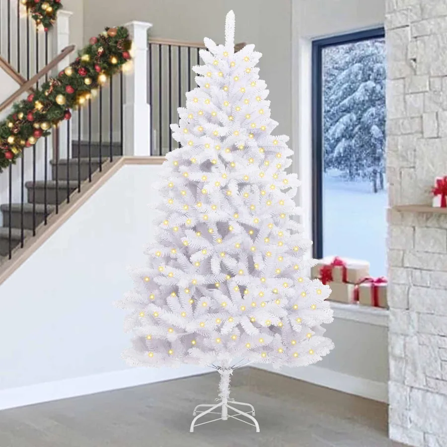 Sapin de Noël artificiel avec 300 LED Blanc 270 cm PVC et métal
