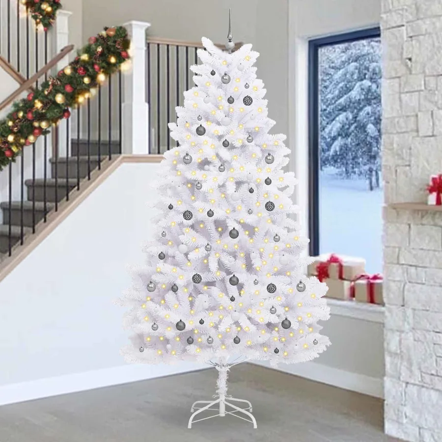 Sapin de Noël artificiel Blanc 128 x 128 x 270 cm PVC et métal