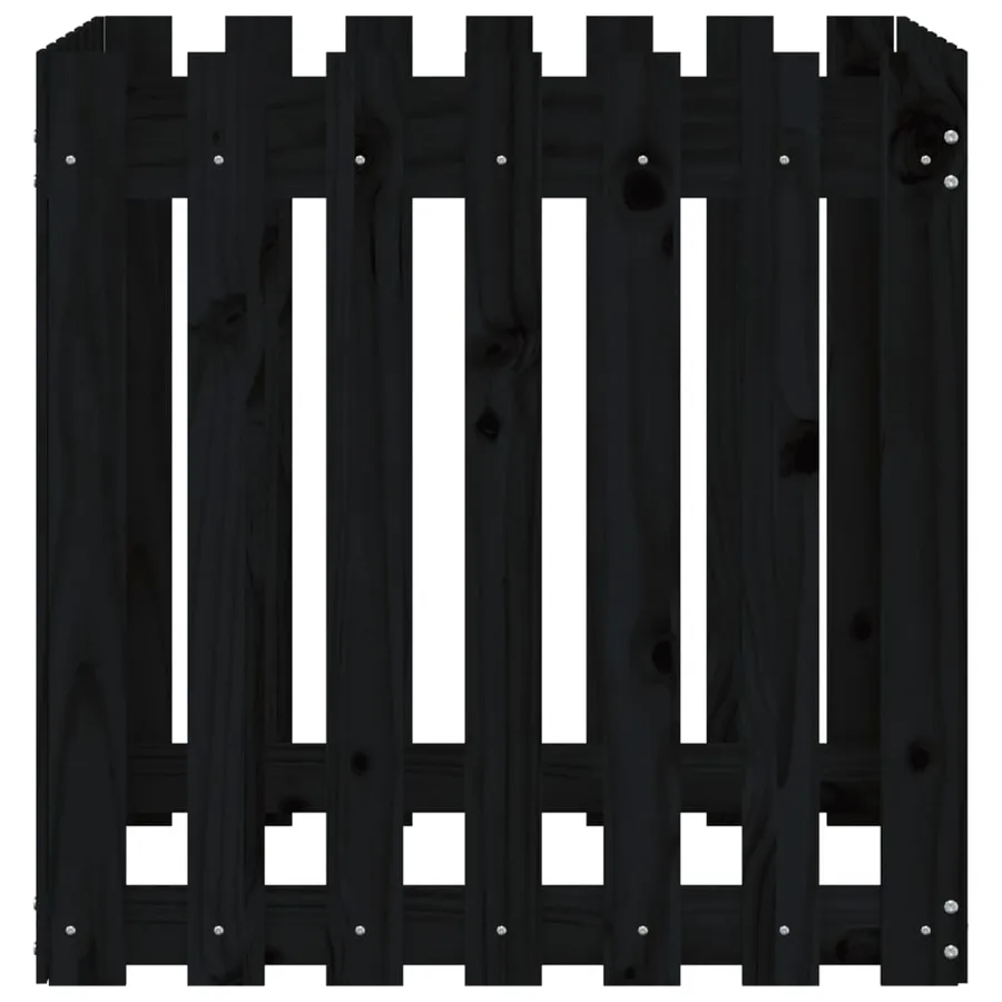 Jardinière avec design de clôture noir 70x70x70 cm pin massif - 5