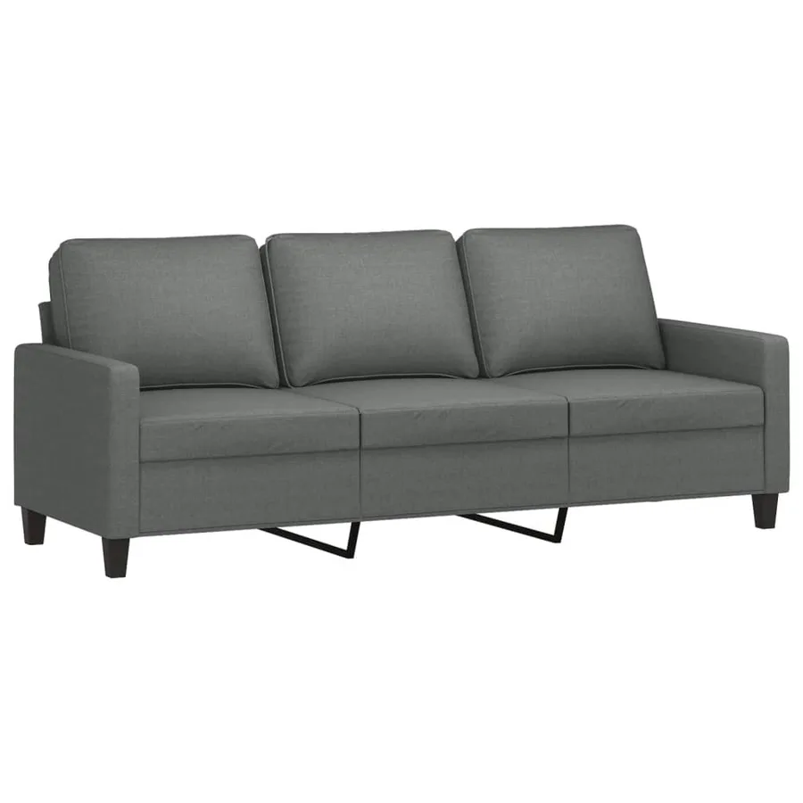 Canapé à 3 places avec repose-pieds Gris foncé 180 cm Tissu - 4