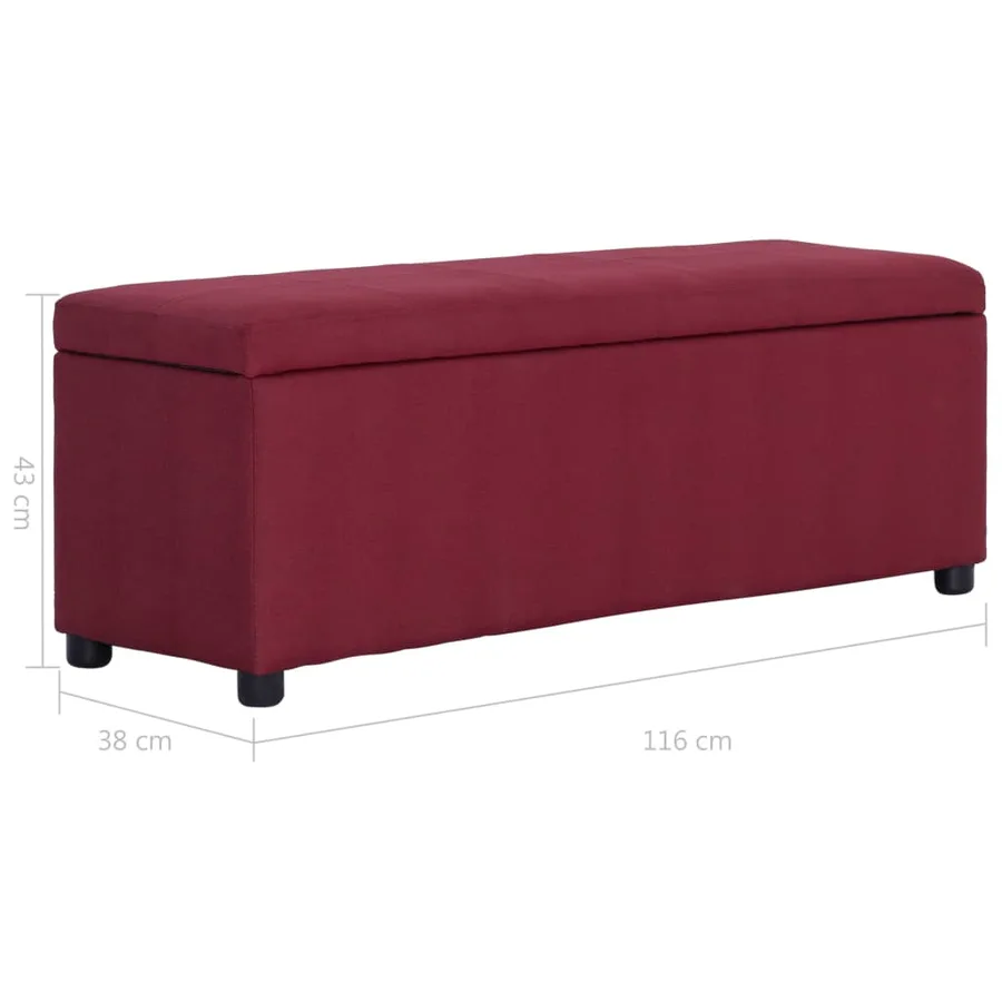 Banc avec compartiment de rangement 116 cm Bordeaux Polyester - 8