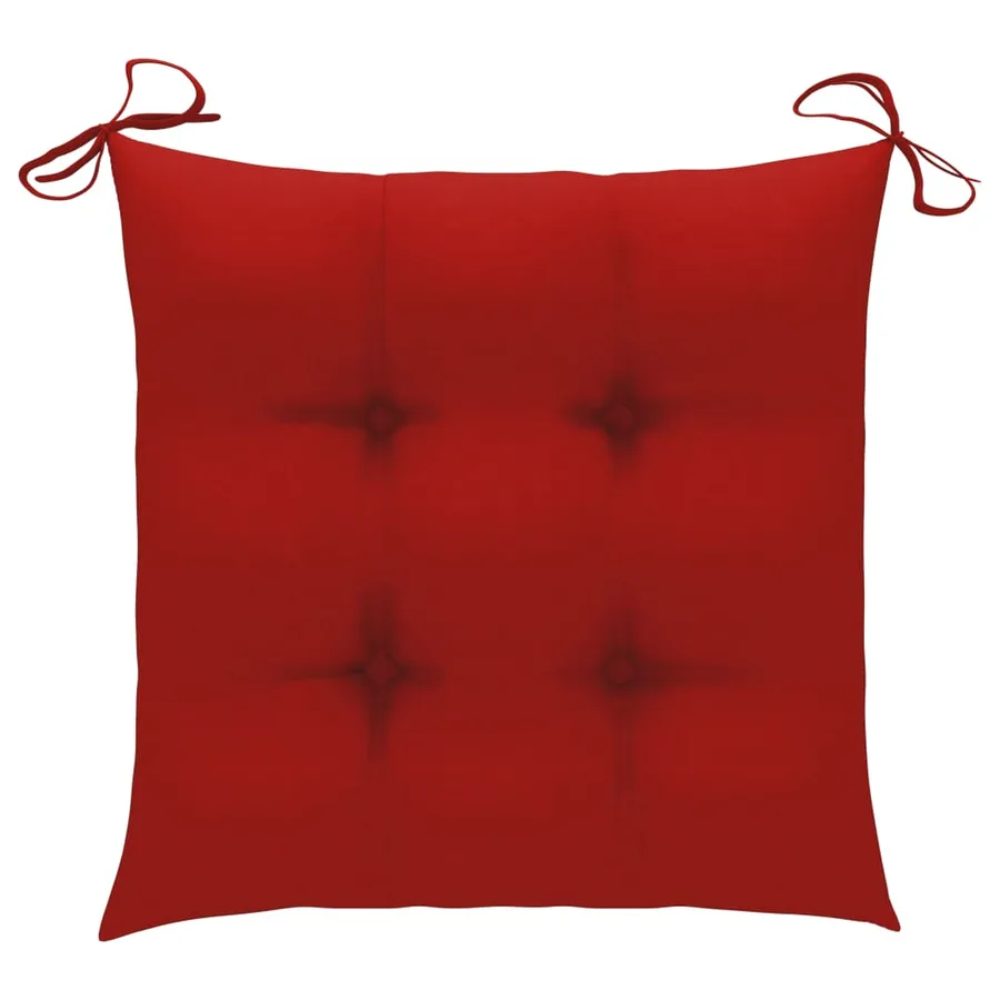 Chaises de jardin et coussins rouge lot de 6 Bois teck massif - 8