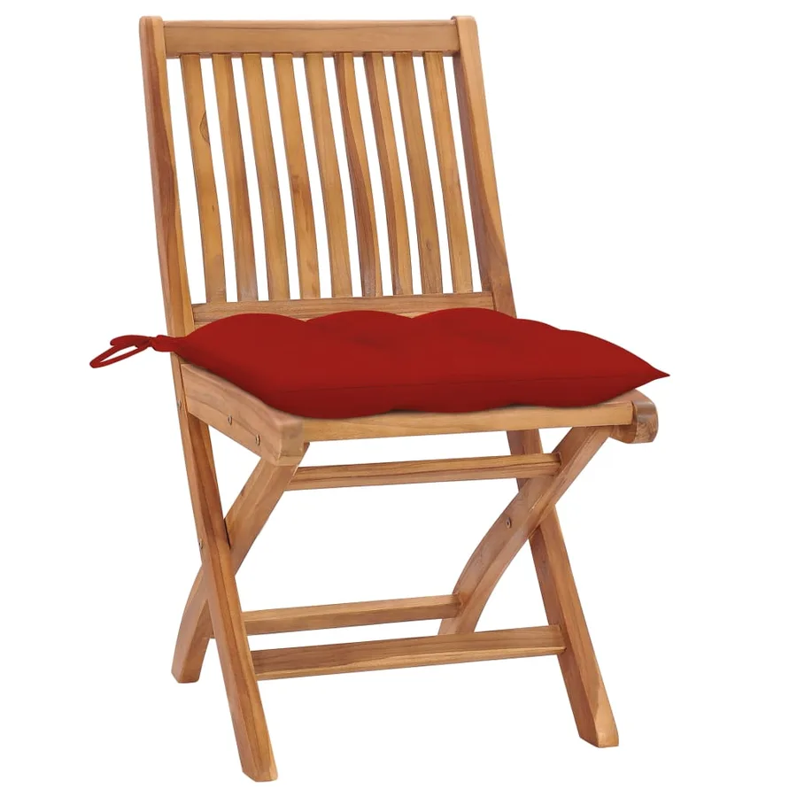 Chaises pliables de jardin avec coussins lot de 8 Teck solide - 2
