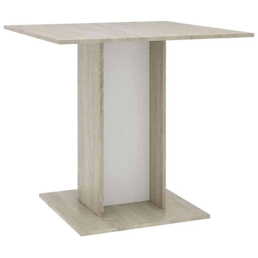 Table à dîner Blanc et chêne sonoma 80 x 80 x 75 cm Aggloméré - 2