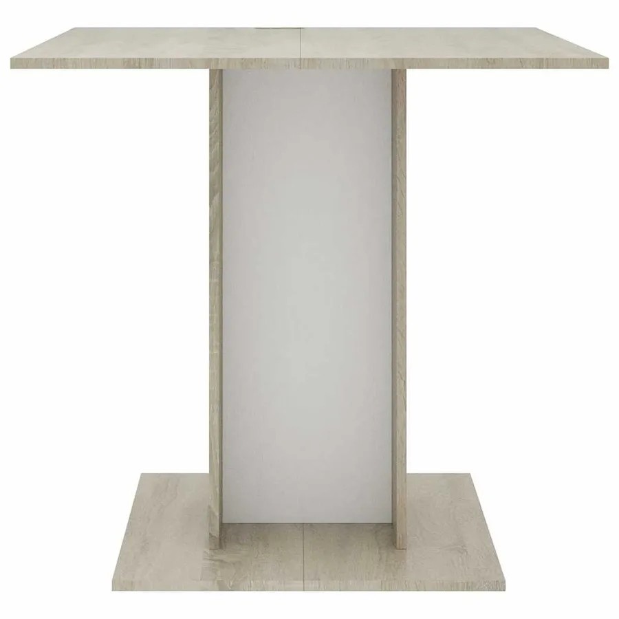 Table à dîner Blanc et chêne sonoma 80 x 80 x 75 cm Aggloméré - 3