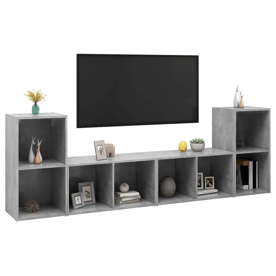 Meubles TV 4 pcs Gris béton 72x35x36,5 cm Bois d'ingénierie - 3