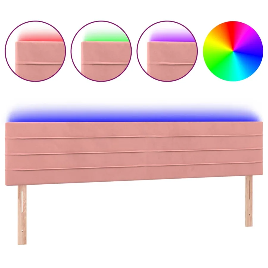 Tête de lit à LED Rose 160x5x78/88 cm Velours - 2