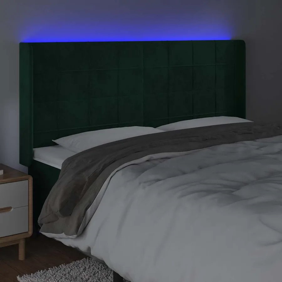 Tête de lit à LED Vert foncé 203x16x118/128 cm Velours - 4
