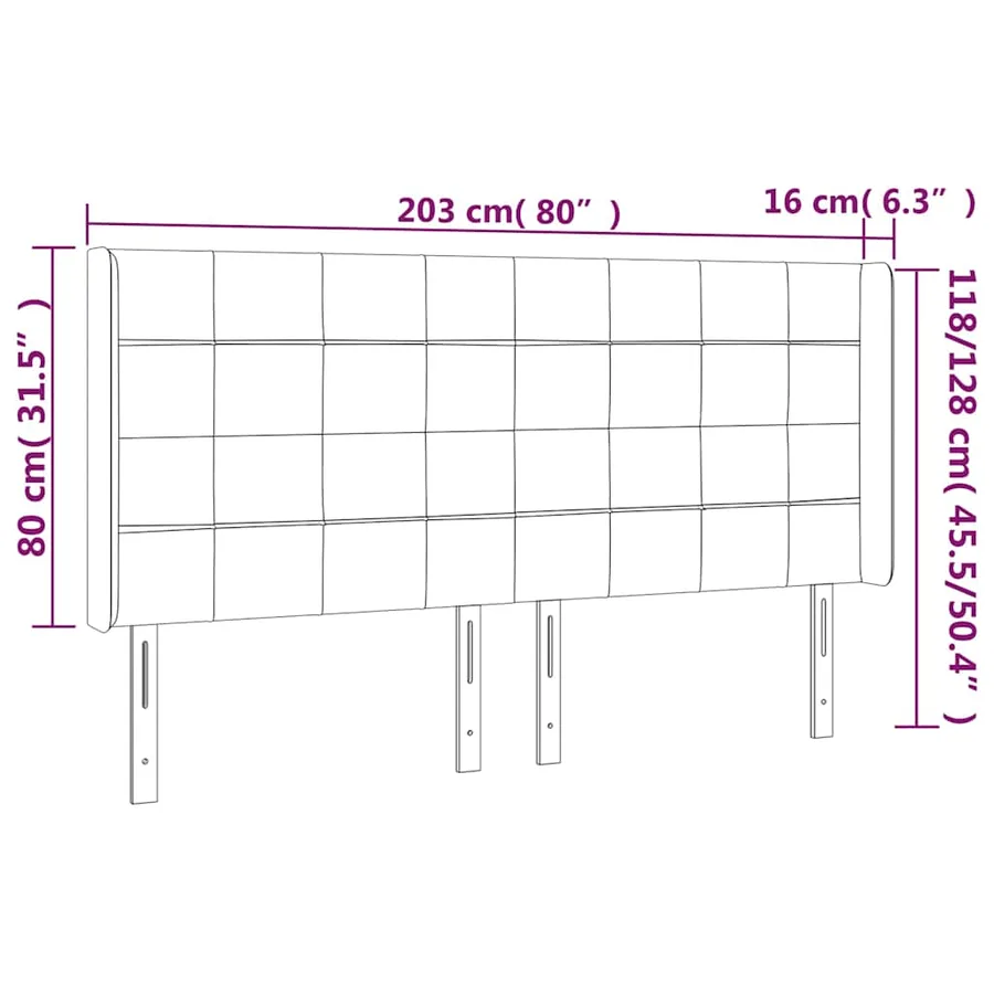 Tête de lit à LED Vert foncé 203x16x118/128 cm Velours - 7