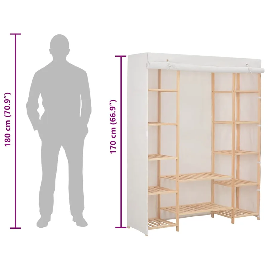 Garde-robe Blanc 135 x 40 x 170 cm Tissu - 7