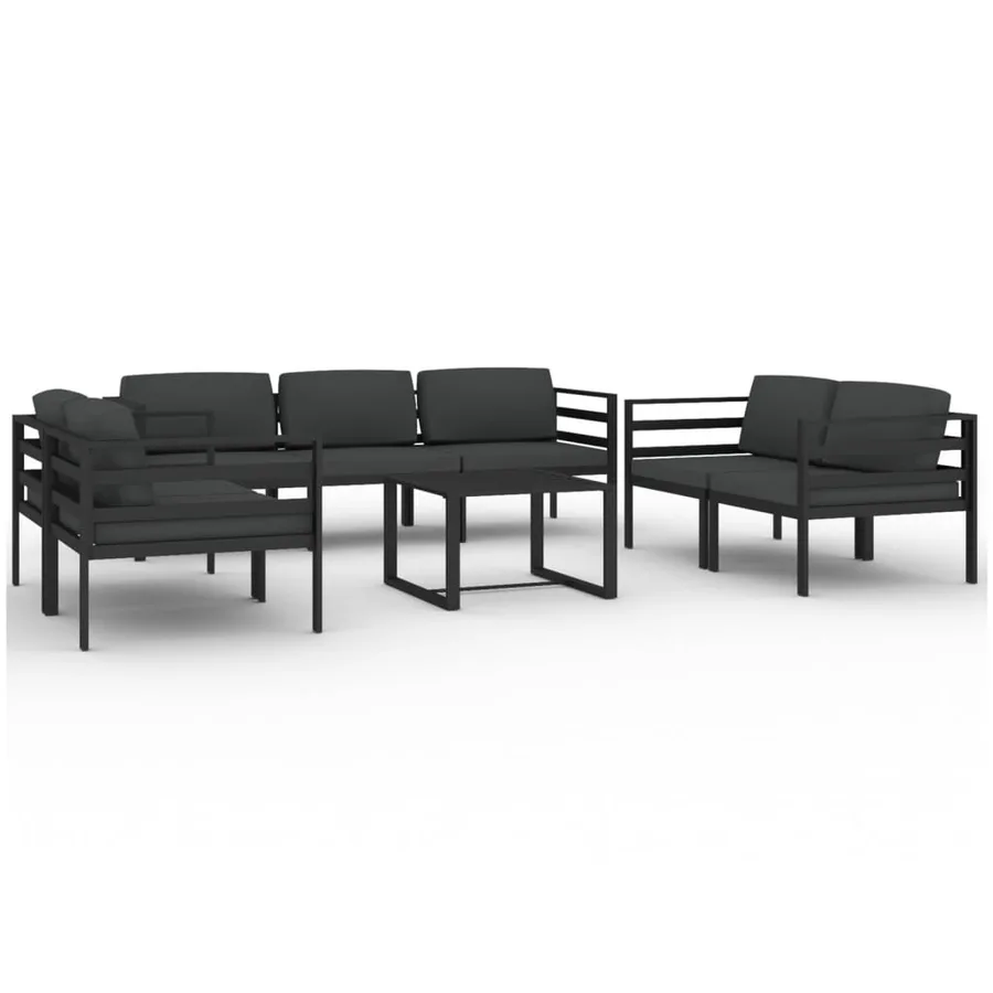 Salon de jardin 8 pcs avec coussins Aluminium Anthracite - 2