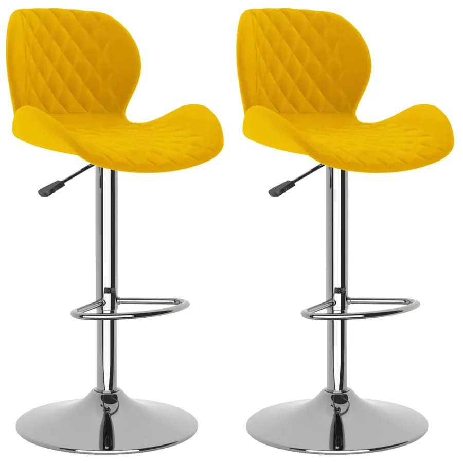 Tabourets de bar lot de 2 jaune moutarde velours - 2