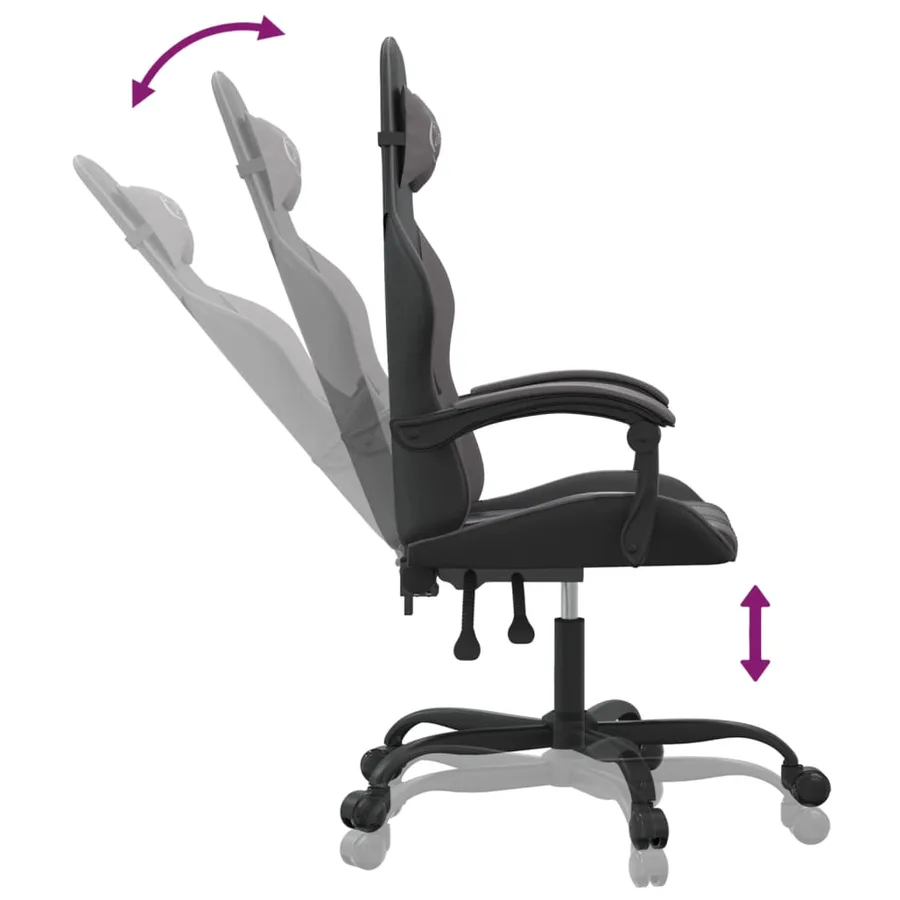 Chaise de jeu Noir et gris Similicuir - 6