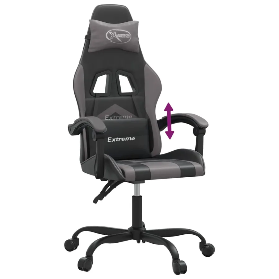 Chaise de jeu Noir et gris Similicuir - 7
