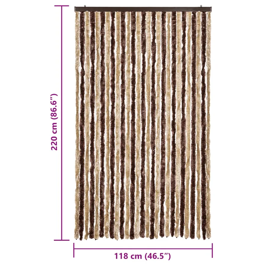 Moustiquaire beige et marron clair 118x220 cm chenille - 7