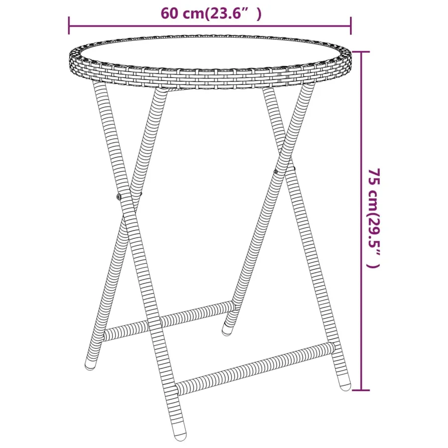Ensemble de bistro 5 pcs Résine tressée et verre trempé Beige - 12
