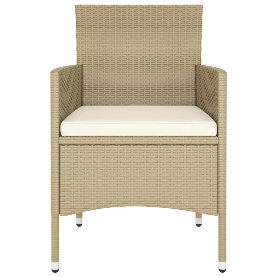 Ensemble de bistro 5 pcs Résine tressée et verre trempé Beige - 5