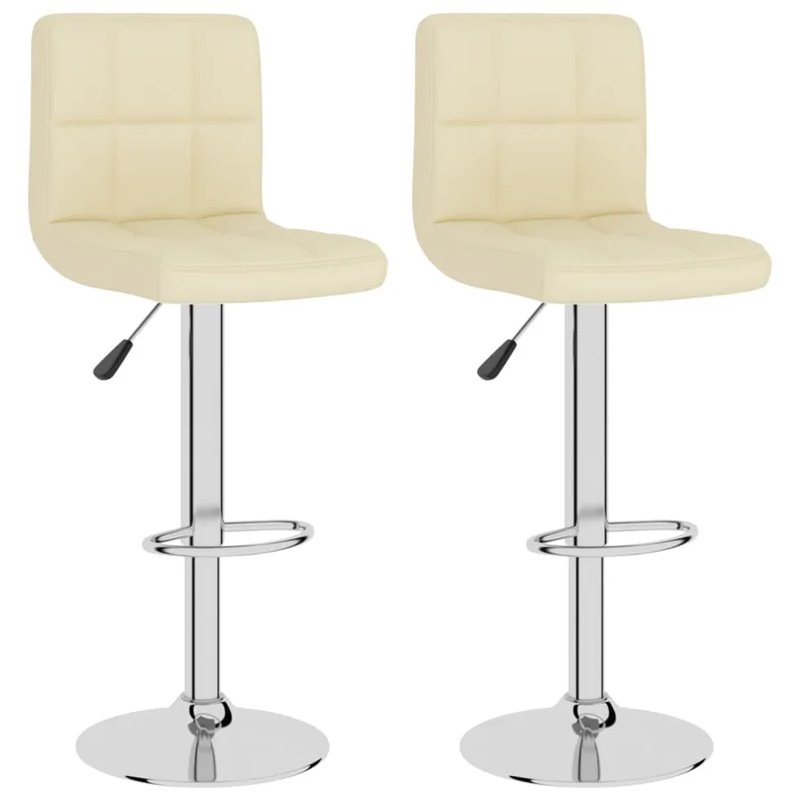 Tabourets de bar lot de 2 crème tissu - 2