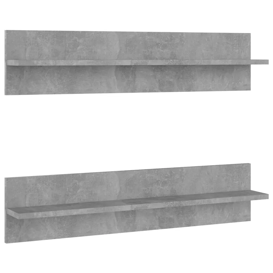 Étagères murales 2pcs Gris béton 80x11,5x18cm bois d'ingénierie - 2