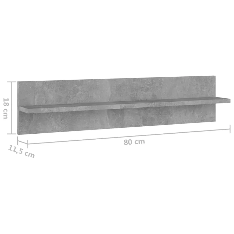 Étagères murales 2pcs Gris béton 80x11,5x18cm bois d'ingénierie - 9