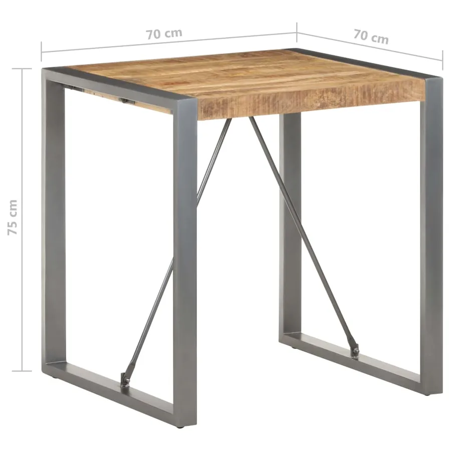 Table de salle à manger 70x70x75cm Bois de manguier massif brut - 5