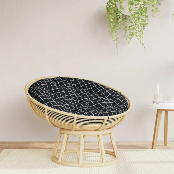 Coussin rond motif à carreaux noir Ø 100 x11 cm tissu oxford