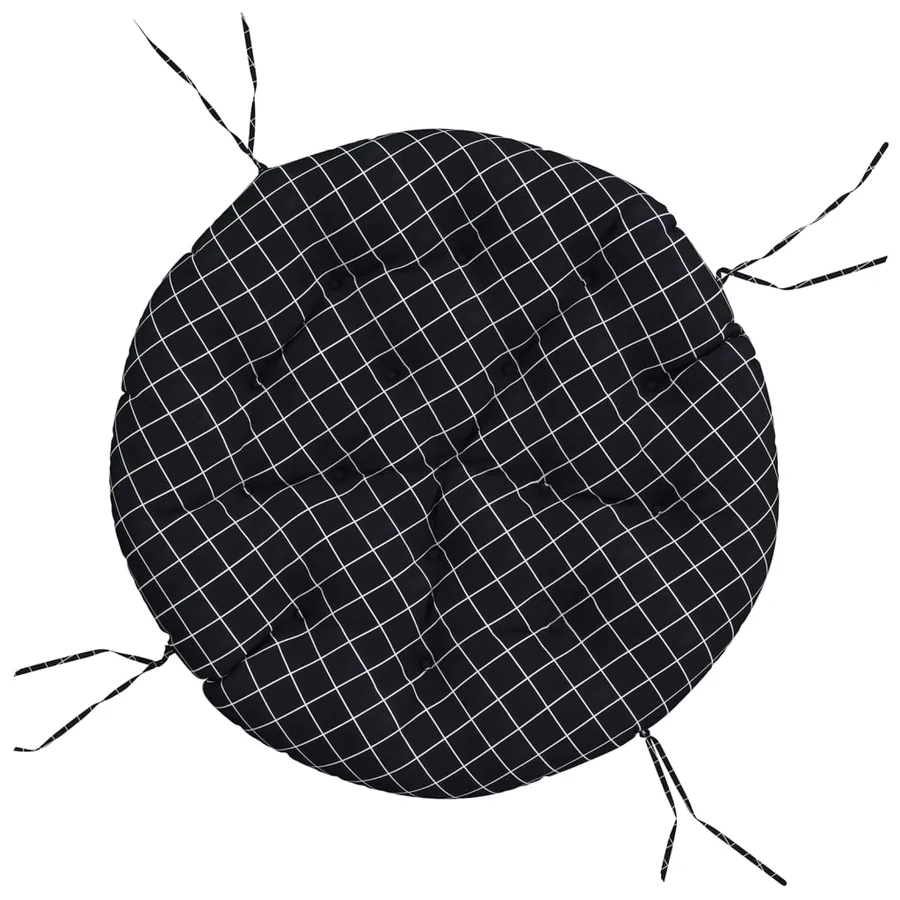 Coussin rond motif à carreaux noir Ø 100 x11 cm tissu oxford - 2