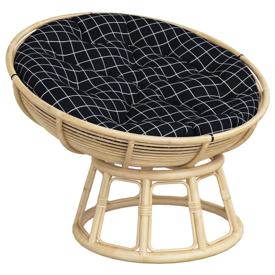 Coussin rond motif à carreaux noir Ø 100 x11 cm tissu oxford - 3