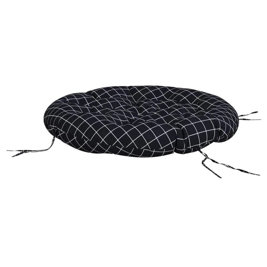 Coussin rond motif à carreaux noir Ø 100 x11 cm tissu oxford - 4