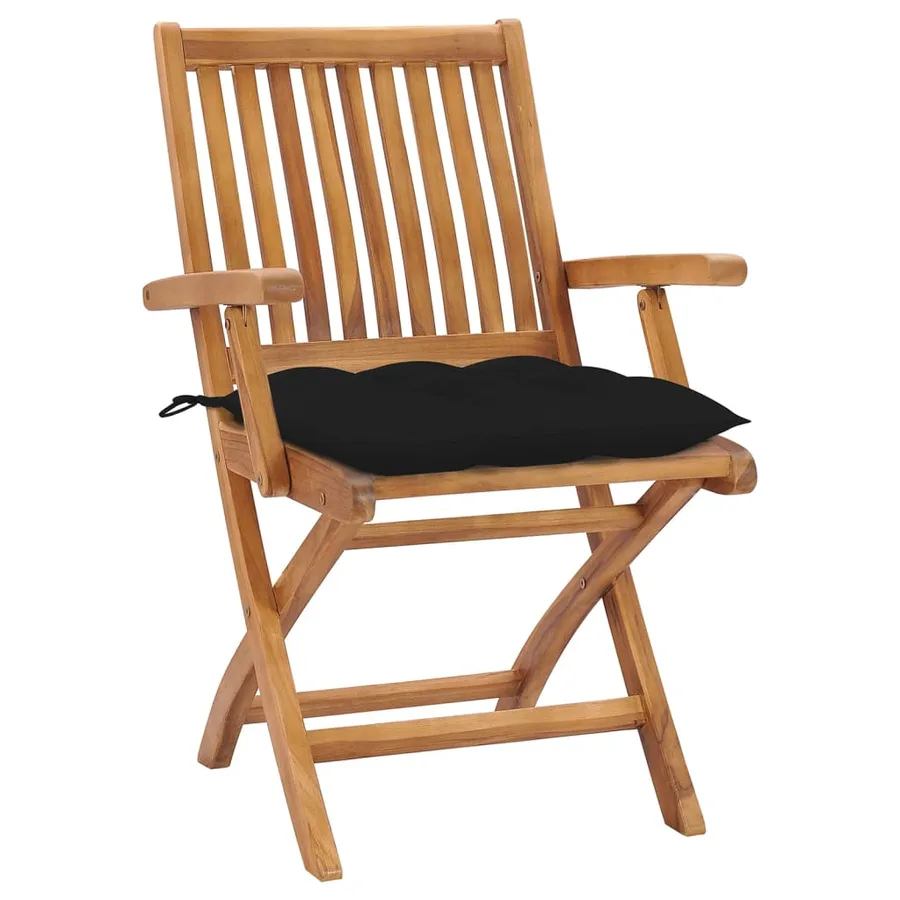 Chaises pliables de jardin avec coussins lot de 8 Teck solide - 2