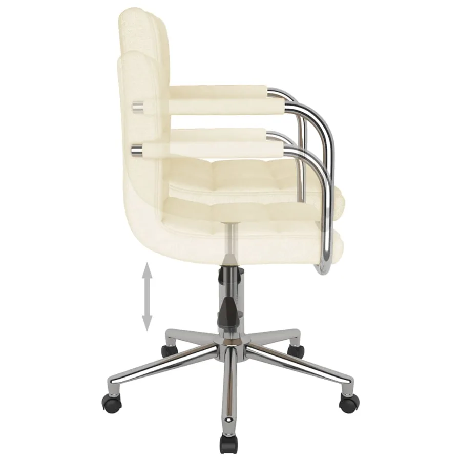 Chaise pivotante de salle à manger Crème Tissu - 5