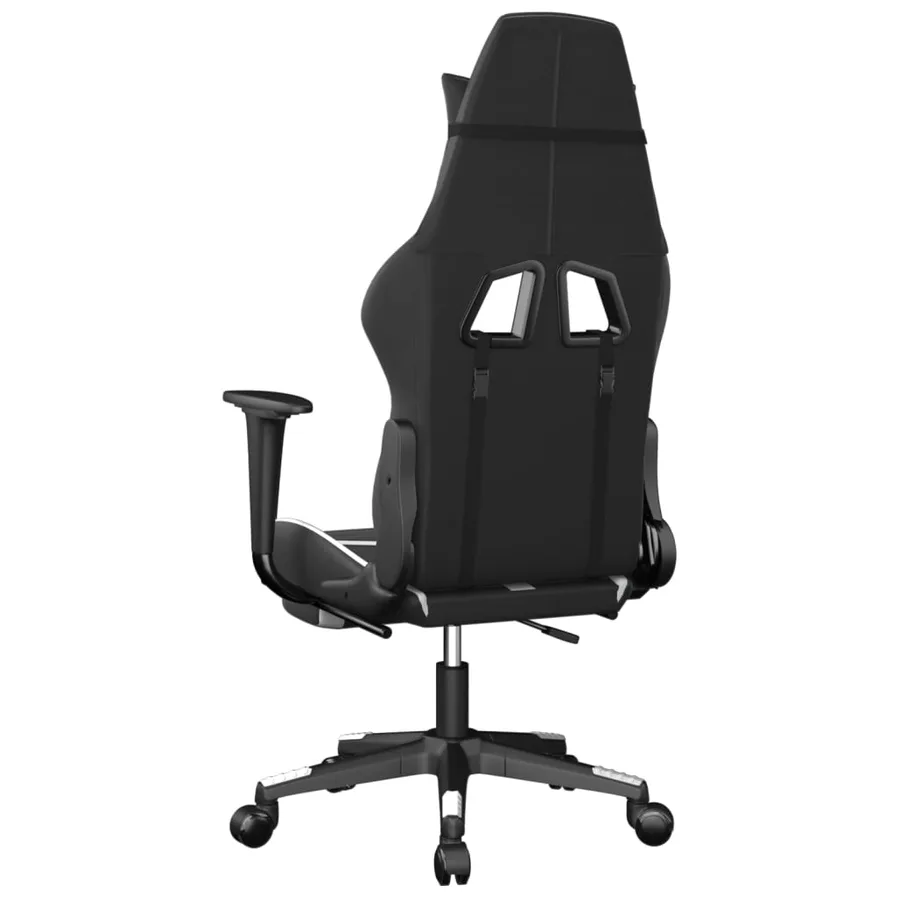 Chaise de jeu avec repose-pied Noir et blanc Similicuir - 5