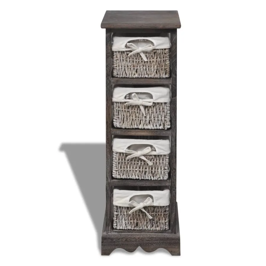 Étagère de rangement Bois Marron 4 paniers en tissage - 2