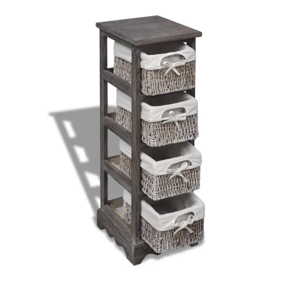 Étagère de rangement Bois Marron 4 paniers en tissage - 3