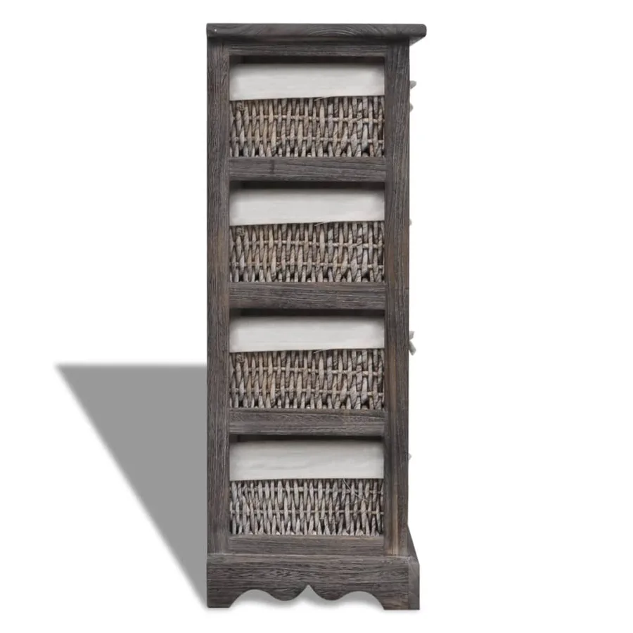 Étagère de rangement Bois Marron 4 paniers en tissage - 4