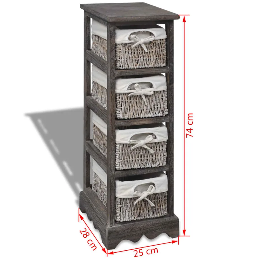 Étagère de rangement Bois Marron 4 paniers en tissage - 7
