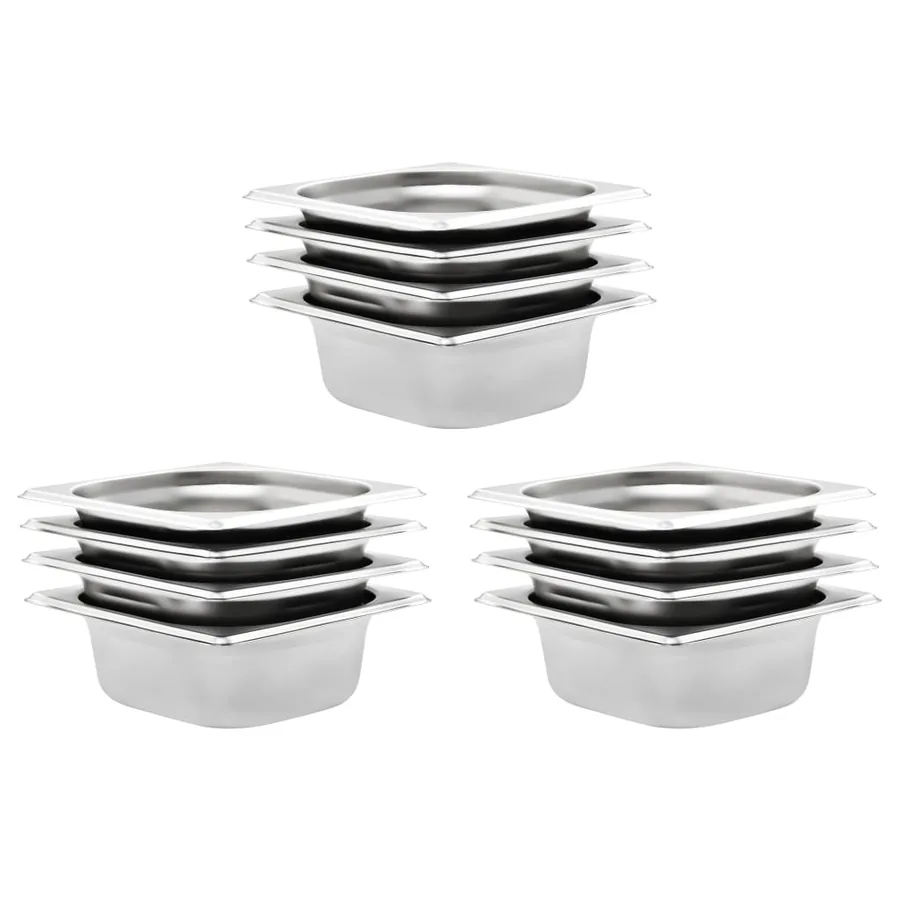 Récipients Gastronorm 12 pcs GN 1/6 65 mm Acier inoxydable