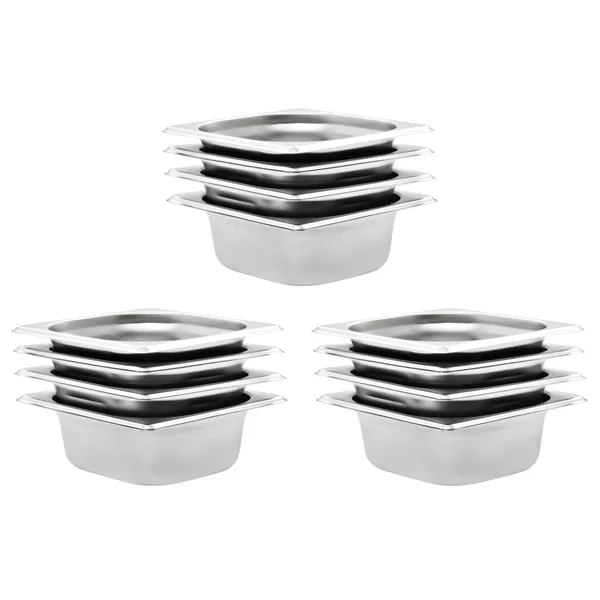 Récipients Gastronorm 12 pcs GN 1/6 65 mm Acier inoxydable