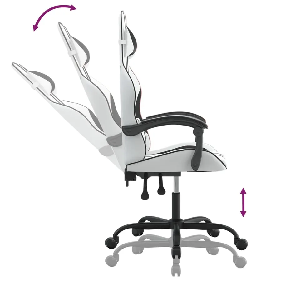 Chaise de jeu Blanc et noir Similicuir - 6