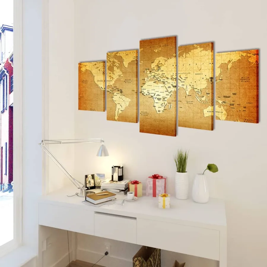Set de toiles murales imprimées "Carte du monde" 100 x 50 cm - 2