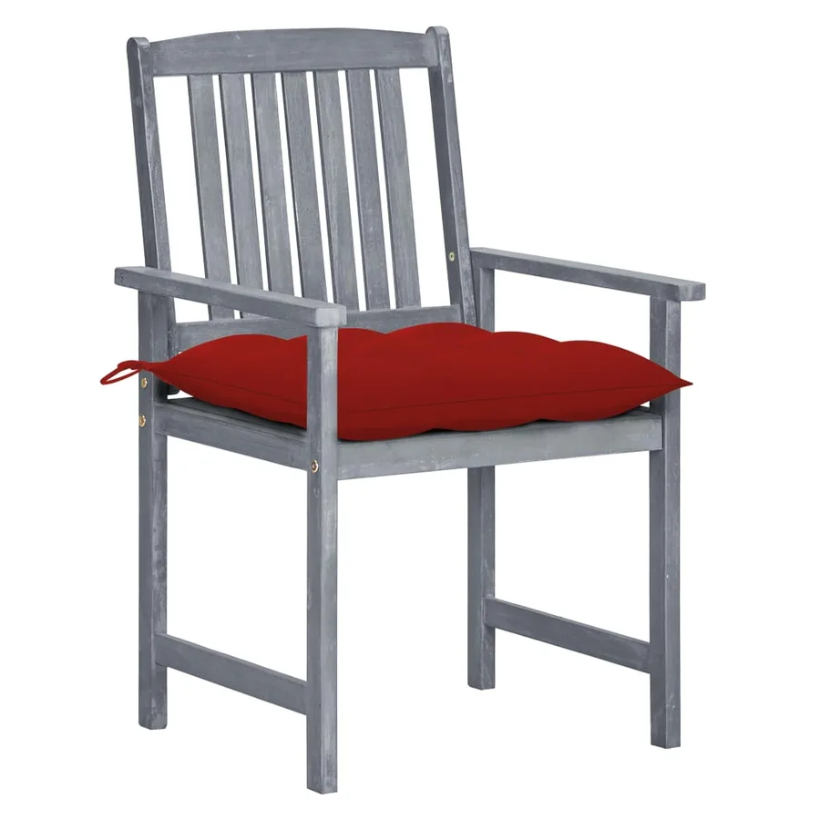 Chaises de jardin et coussins lot de 8 Bois acacia solide Gris - 2