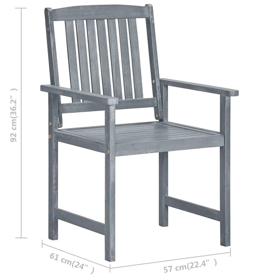 Chaises de jardin et coussins lot de 8 Bois acacia solide Gris - 7