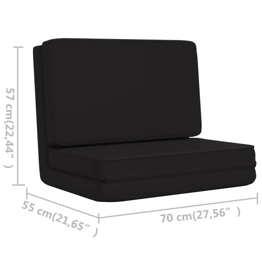 Chaise pliable de sol Noir Similicuir - 10
