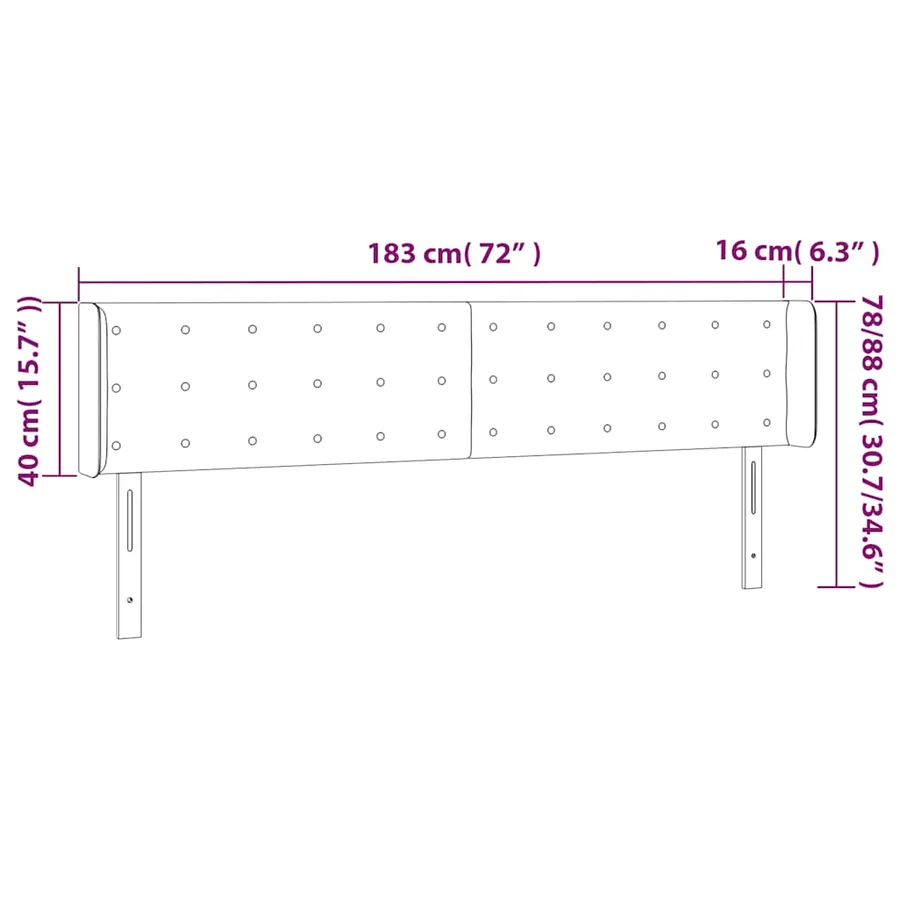 Tête de lit à LED Vert foncé 183x16x78/88 cm Velours - 7