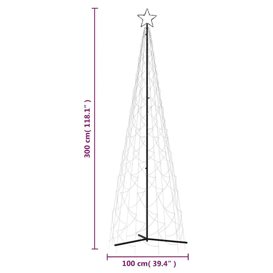 Arbre de Noël cône 500 LED blanc chaud 100x300 cm - 9