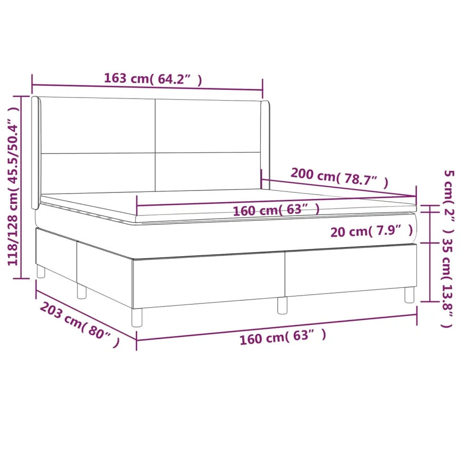 Sommier à lattes de lit matelas et LED Marron foncé 160x200 cm - 8