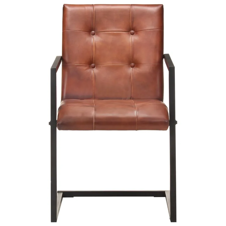 Chaises à manger cantilever lot de 6 marron cuir véritable - 3