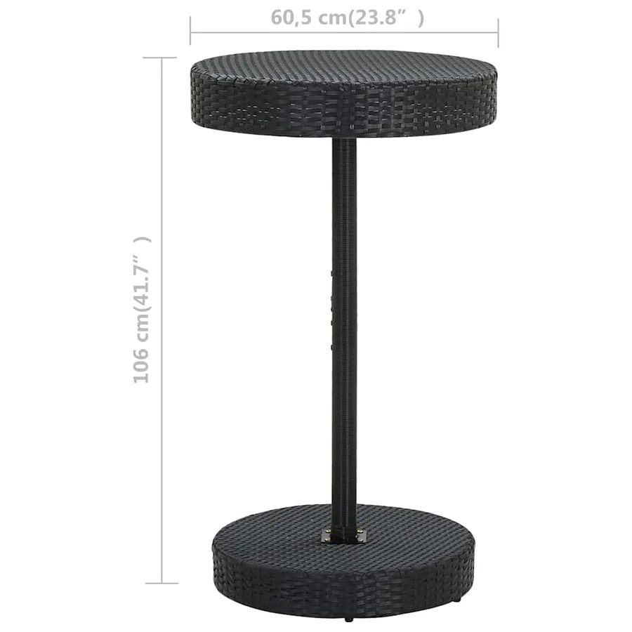 Table de jardin Noir 60,5x106 cm Résine tressée - 5