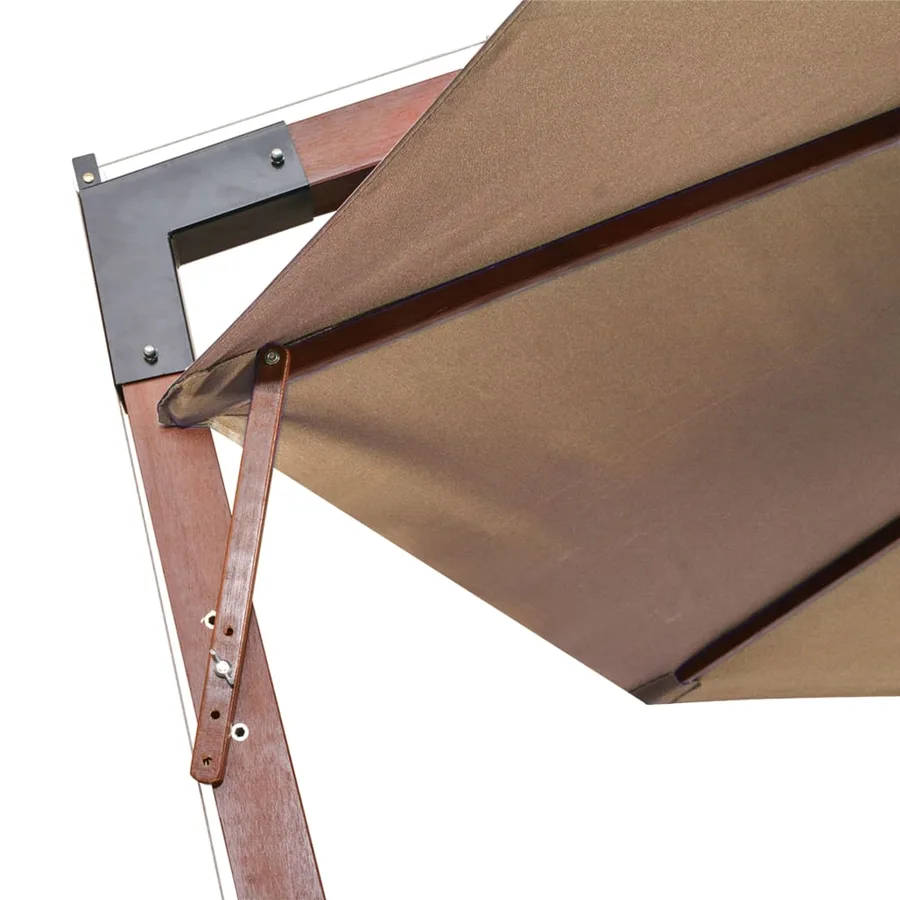 Parasol de jardin suspendu avec mât taupe bois de sapin massif - 6